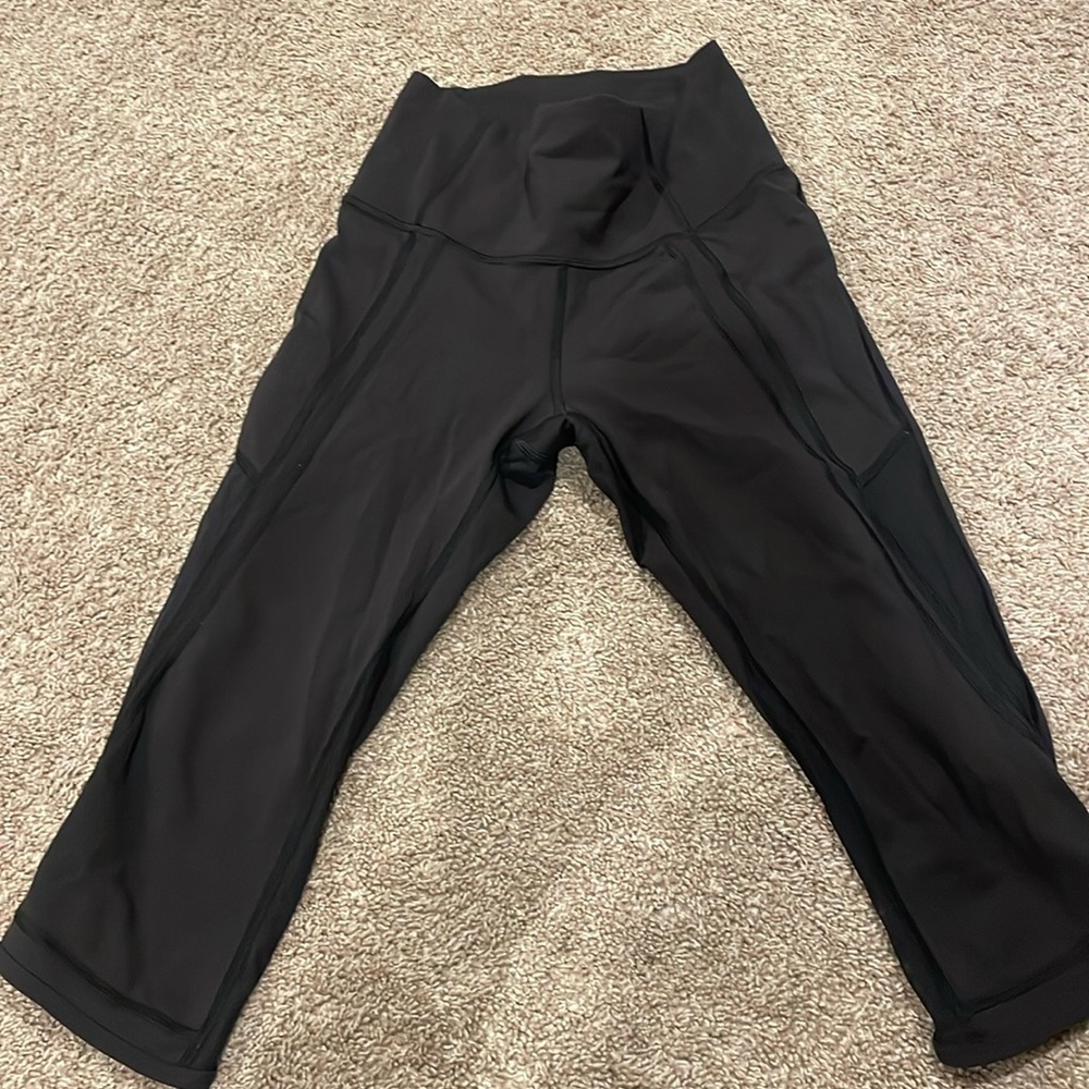 Lululemon black crop cropped leggings mesh